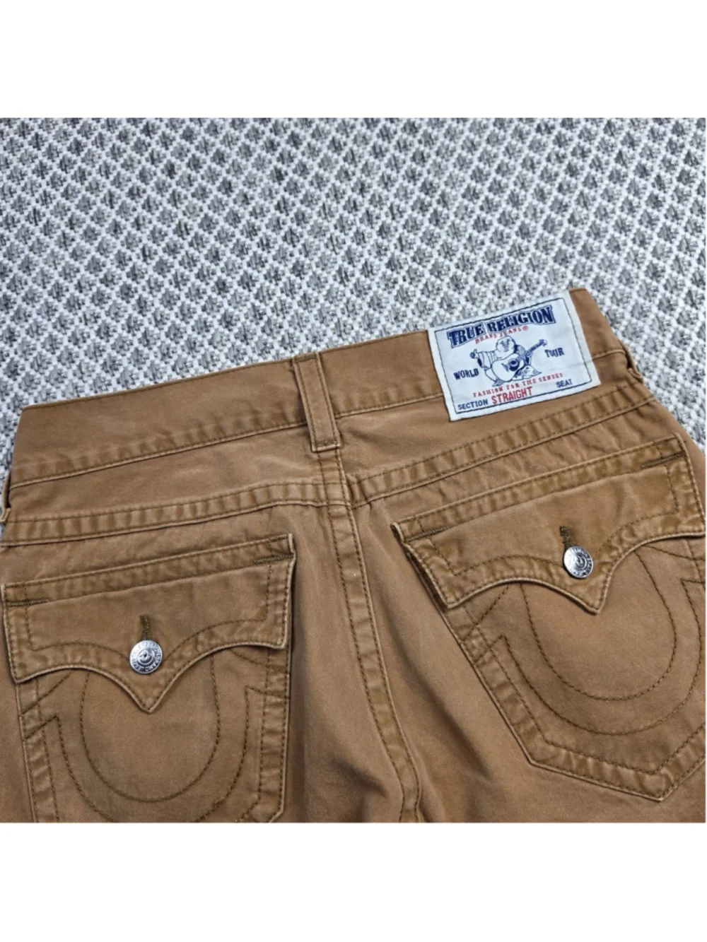 True Religion Section Straight Jeans Mens 31 Brown Tan Cotton Casual Y2K